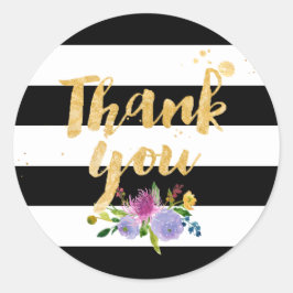 Pegatina Redonda PixDezine acuarela floral/rayas