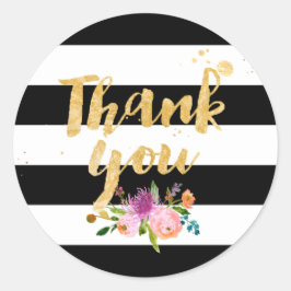 Pegatina Redonda PixDezine acuarela floral/rayas