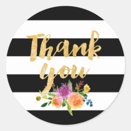 Pegatina Redonda PixDezine acuarela floral/rayas