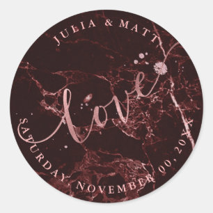 Pegatina Redonda PixDezine Amor Mármol / Falso Oro Rosa