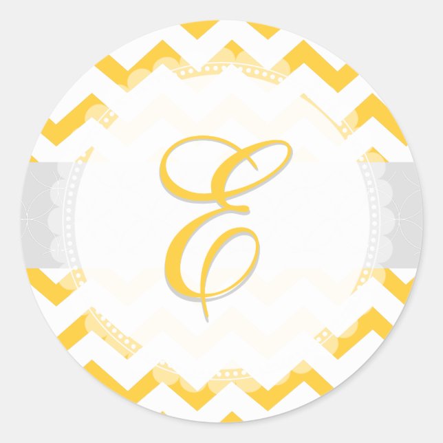 Pegatina Redonda PixDezine chevron/colores monogramo/diy (Anverso)