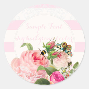 Pegatina Redonda PixDezine color de fondo rosa vintage/DIY