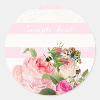 Pegatina Redonda PixDezine color de fondo rosa vintage/DIY