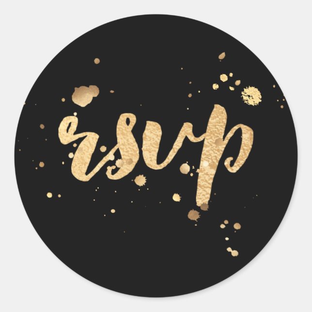 Pegatina Redonda PixDezine dazzled faux gold/rsvp (Anverso)