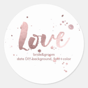 Pegatina Redonda PixDezine Dazzled Faux Rosa Gold/love