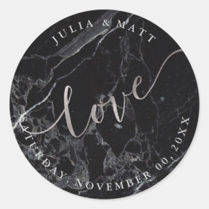 Pegatina Redonda PixDezine Love Marble/Faux Silver
