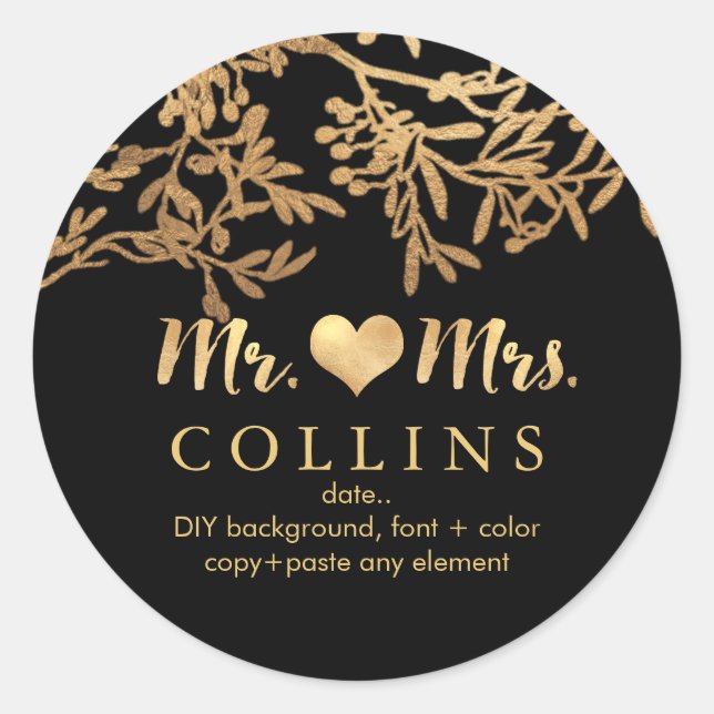 Pegatina Redonda PixDezine Olives/Faux Gold/DIY fondo (Anverso)