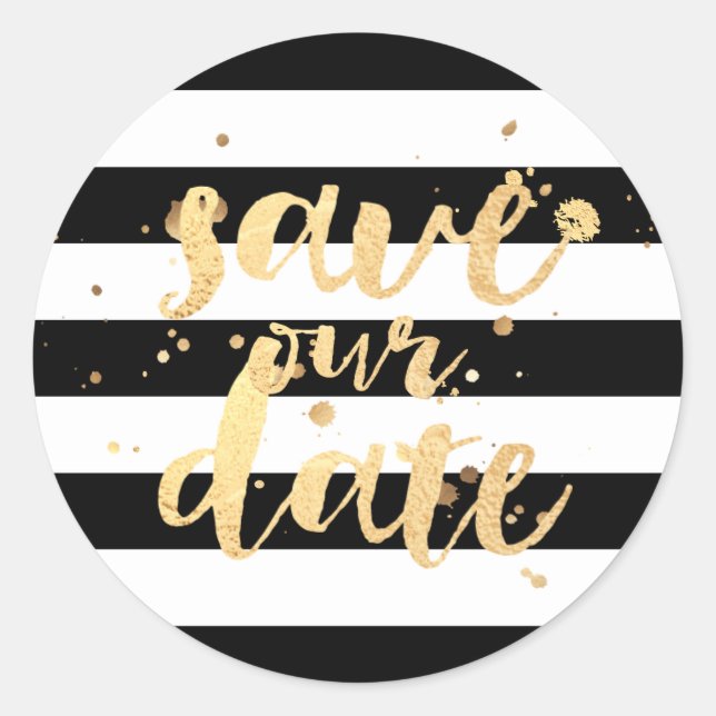 Pegatina Redonda PixDezine stripes/faux dorado deslumbrante/salve n (Anverso)