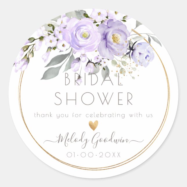 Pegatina Redonda PixDezines Acuarela Rosas púrpura Foliage Ash (Anverso)