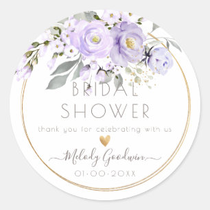 Pegatina Redonda PixDezines Acuarela Rosas púrpura Foliage Ash