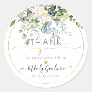 Pegatina Redonda PixDezines Acuarela Rústica Eucalipto Goma Azul