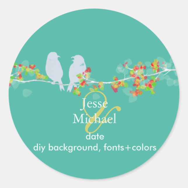 Pegatina Redonda PixDezines ama a los pájaros (Anverso)