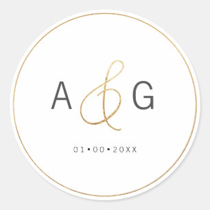 Pegatina Redonda PixDezines Ampersand Dorado Falso Minimalista