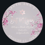 Pegatina Redonda PixDezines Bat Mitzvah, flores de cerezo<br><div class="desc">Flores acuarelas de PixDezines,  flores de cerezo oscuro para un Bat Mitzvah elegante etiquetas de retorno / pegatinas color DIY,  acentuado con una estrella rosa de david. Para ver nuestra tienda,  copie y pegue esta url: http://www.zazzle.com/custom_mitzvah* ✡ Copyright © 2013-2019 PixDezines™. Todos Los Derechos Reservados.</div>