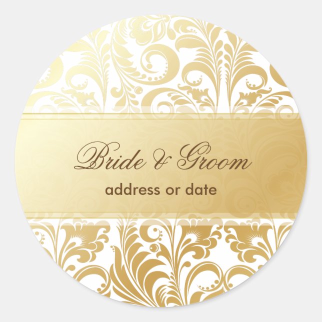 Pegatina Redonda PixDezines Bellissimo Damask (Anverso)