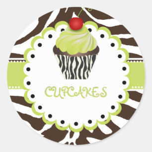 Pegatina Redonda PixDezines cebra+cupcake/DIY color