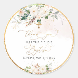 Pegatina Redonda PixDezines color de agua rosa rubor Bautismo