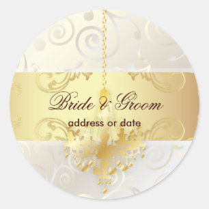 Pegatina Redonda PixDezines Cupcakes Swirls+Faux Gold Chandelier
