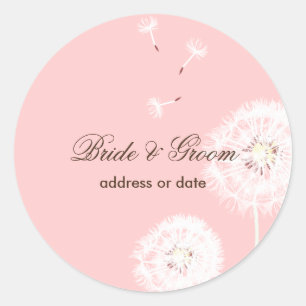 Pegatina Redonda PixDezines Dandelions, colores de fondo diy
