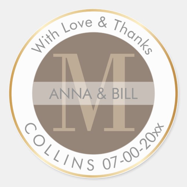 Pegatina Redonda PixDezines DIY Color/Cacao/Gracias (Anverso)