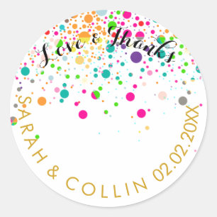 Pegatina Redonda PixDezines DIY color/espejeado/pecas de arcoíris