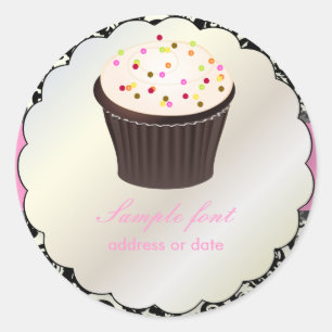 Pegatina Redonda PixDezines diy colores, cupcake+olivia damask