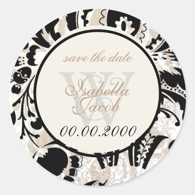 Pegatina Redonda PixDezines dolcé damask color (Anverso)