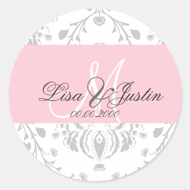 Pegatina Redonda PixDezines dolcé damask color (Anverso)