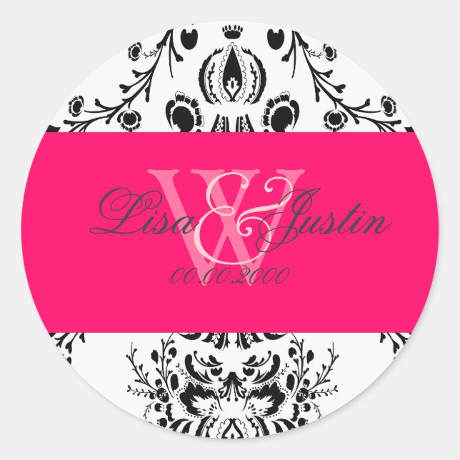 Pegatina Redonda PixDezines dolcé damask color (Anverso)