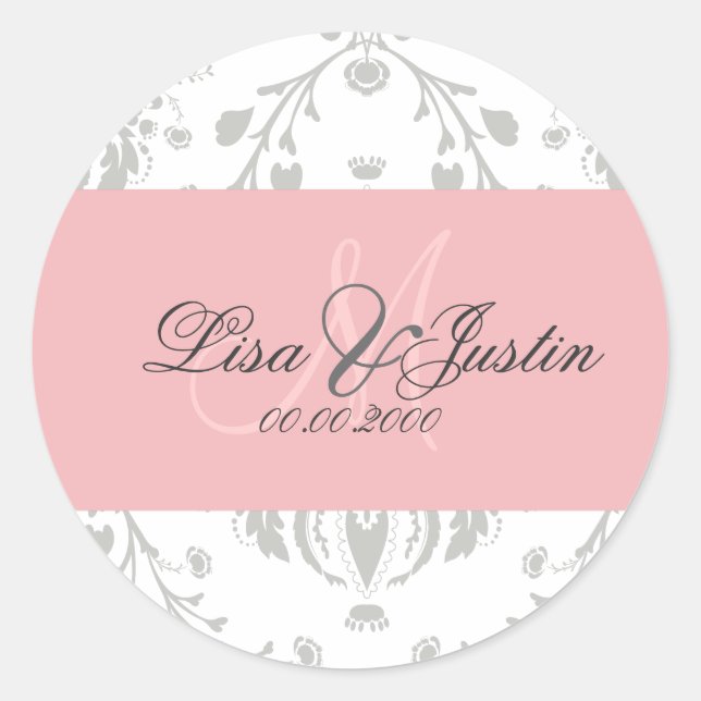 Pegatina Redonda PixDezines dolcé damask color (Anverso)