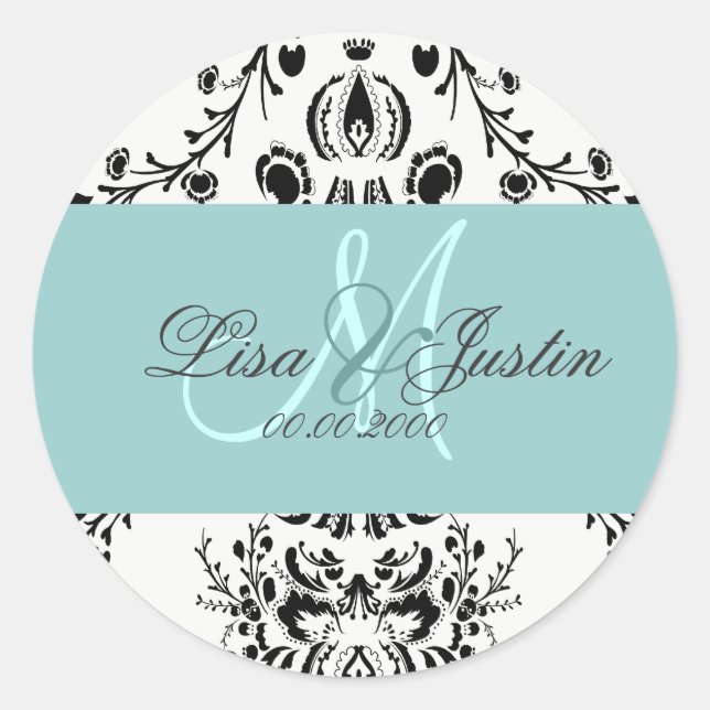 Pegatina Redonda PixDezines dolcé damask color (Anverso)