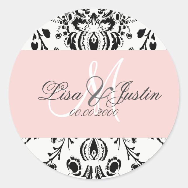 Pegatina Redonda PixDezines dolcé damask color (Anverso)