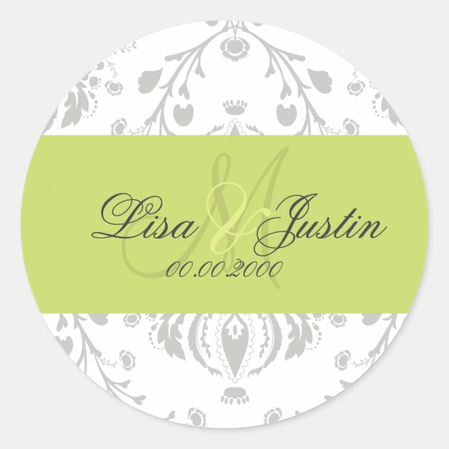 Pegatina Redonda PixDezines dolcé damask color (Anverso)