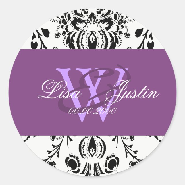 Pegatina Redonda PixDezines dolcé damask color (Anverso)