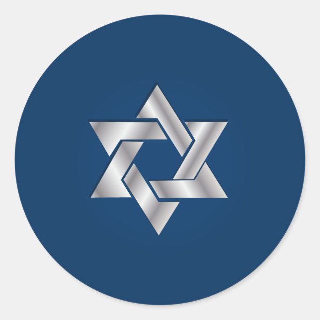 Pegatina Redonda PixDezines estrella de fondo david/faux silve/DIY (Anverso)