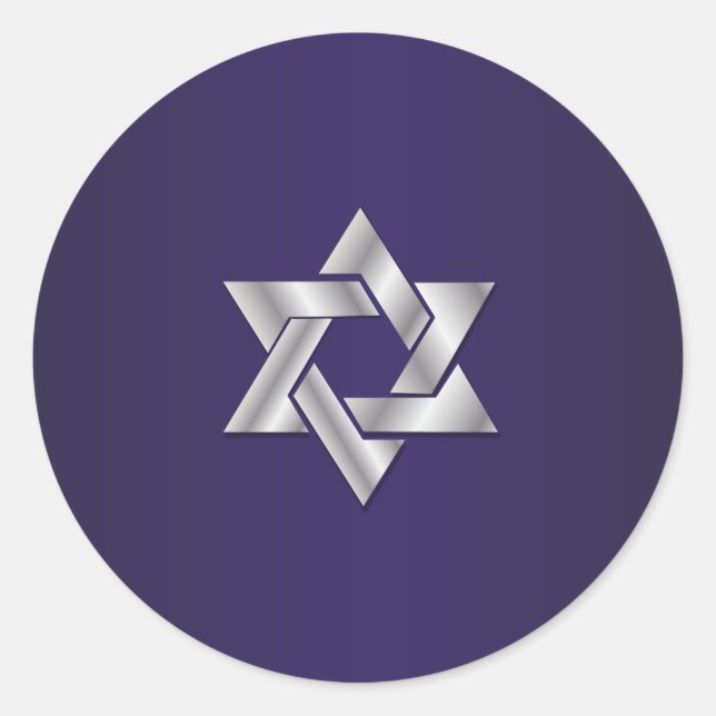 Pegatina Redonda PixDezines estrella plateada de fondo david/DIY (Anverso)