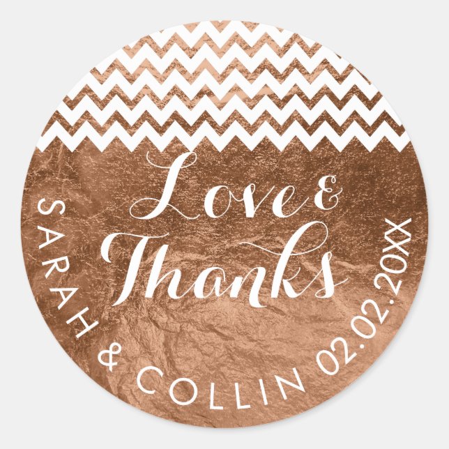 Pegatina Redonda PixDezines faux foil/copper/thanks/DIY text (Anverso)