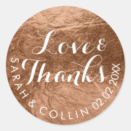 Pegatina Redonda PixDezines faux foil/copper/thanks/DIY text