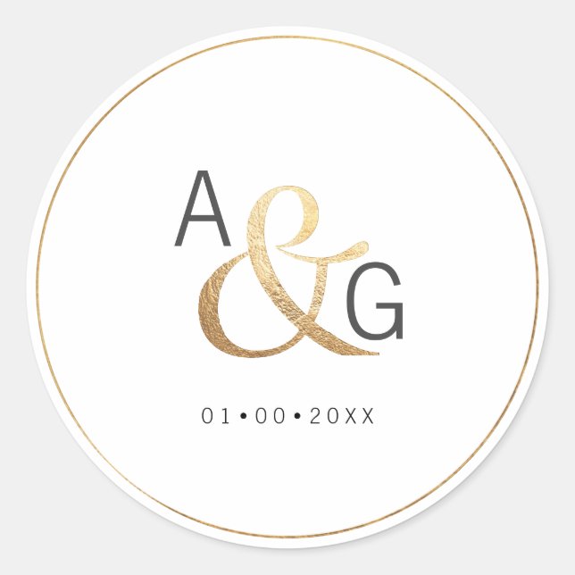 Pegatina Redonda PixDezines Faux Gold Ampersand (Anverso)
