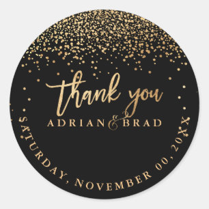 Pegatina Redonda PixDezines Faux Gold Confetti   Color DIY