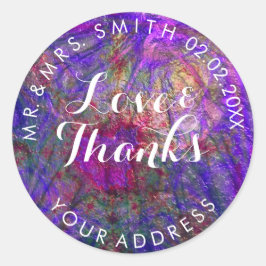 Pegatina Redonda PixDezines FAUX METALLIC VIOLET+GOLD