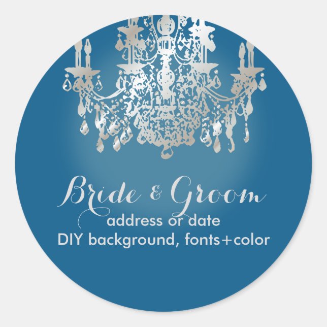 Pegatina Redonda PixDezines faux silve lámpara de araña de cristal/ (Anverso)