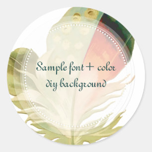 Pegatina Redonda PixDezines Feather/Green/Naranja