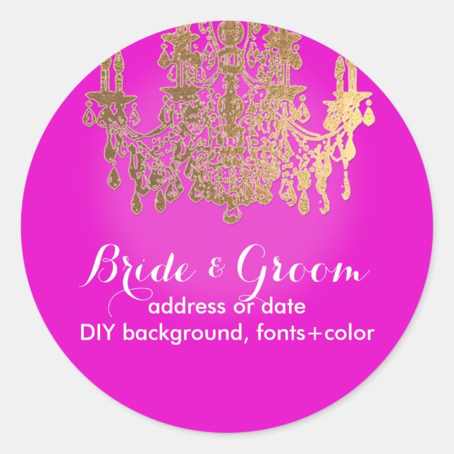 Pegatina Redonda PixDezines finas lámparas de cristal de oro / colo (Anverso)