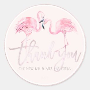 Pegatina Redonda PixDezines Flamingos rosados Gracias a DIY bckgrad