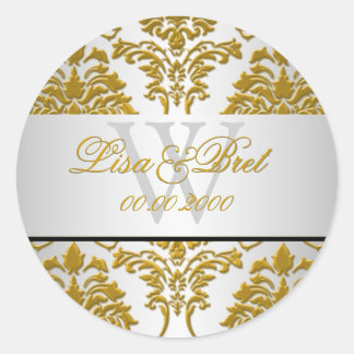 Pegatina Redonda PixDezines florentius damask/faux metálico