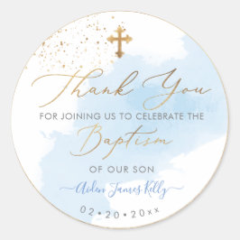 Pegatina Redonda PixDezines H2 Blue Gold Baptism Gracias