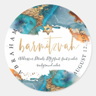 Pegatina Redonda PixDezines H2 Galaxy Moderno Abstracto Bar Mitzvah