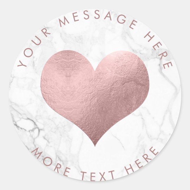 Pegatina Redonda PixDezines HEART FAUX ROSA ORO+MÁRMOL (Anverso)