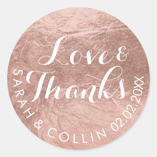 Pegatina Redonda PixDezines lámina de falso foil/rosa dorado/gracia (Anverso)